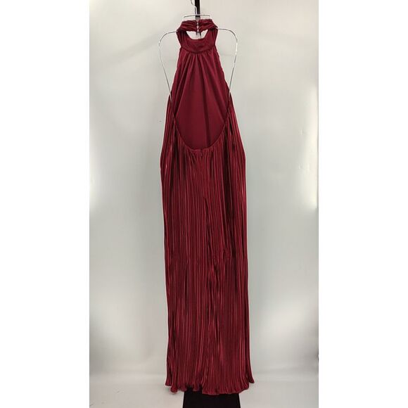 Lulus Gwenny Satin Plisse Maxi Dress Red S - Picture 3 of 3